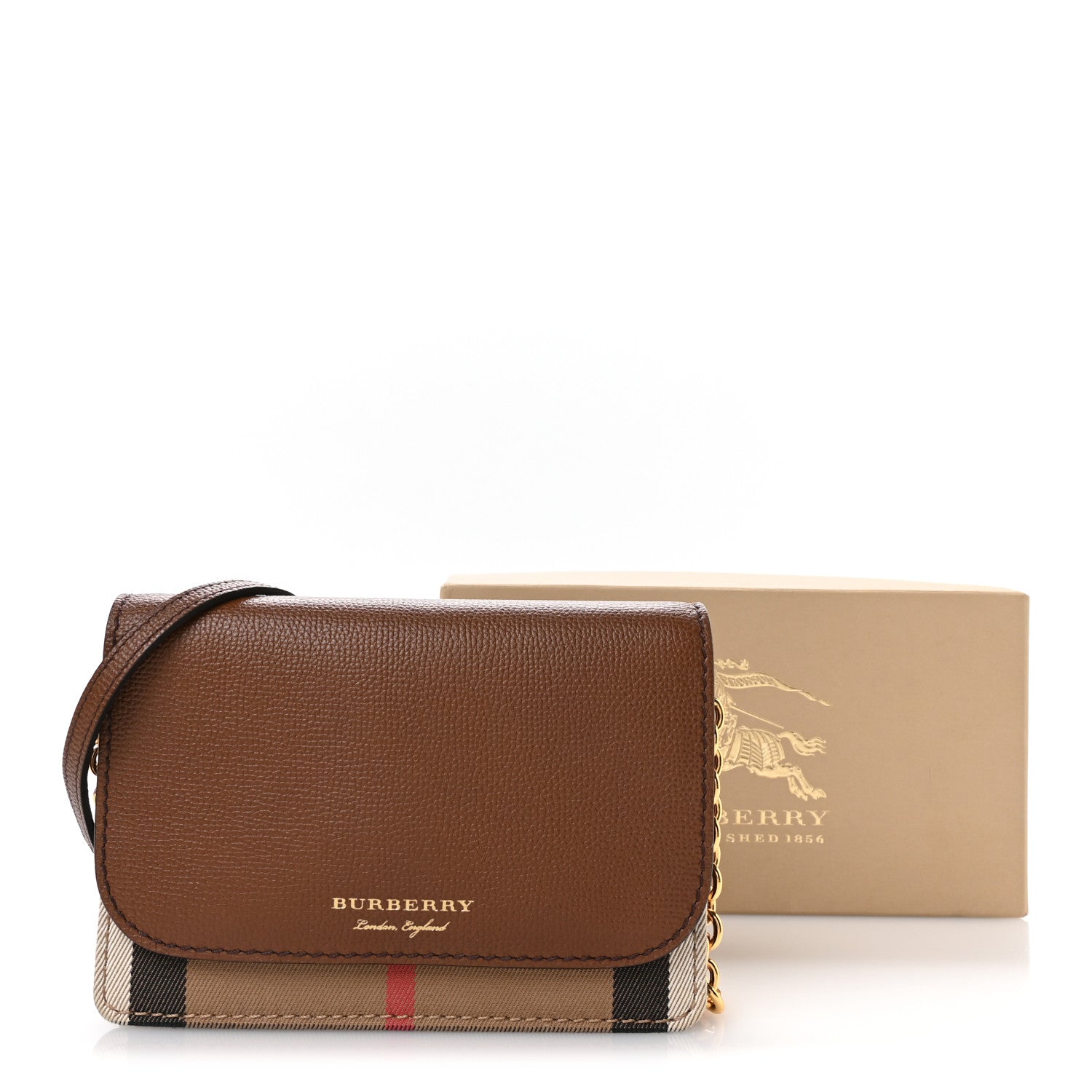 Burberry Grained Calfskin House Check Tartan Mix Hampshire Wallet