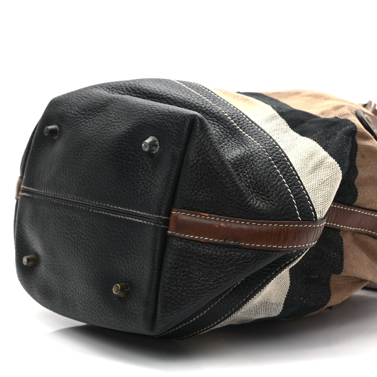 Grainy Calfskin House Check Canvas Small Heston Crossbody Tan Black