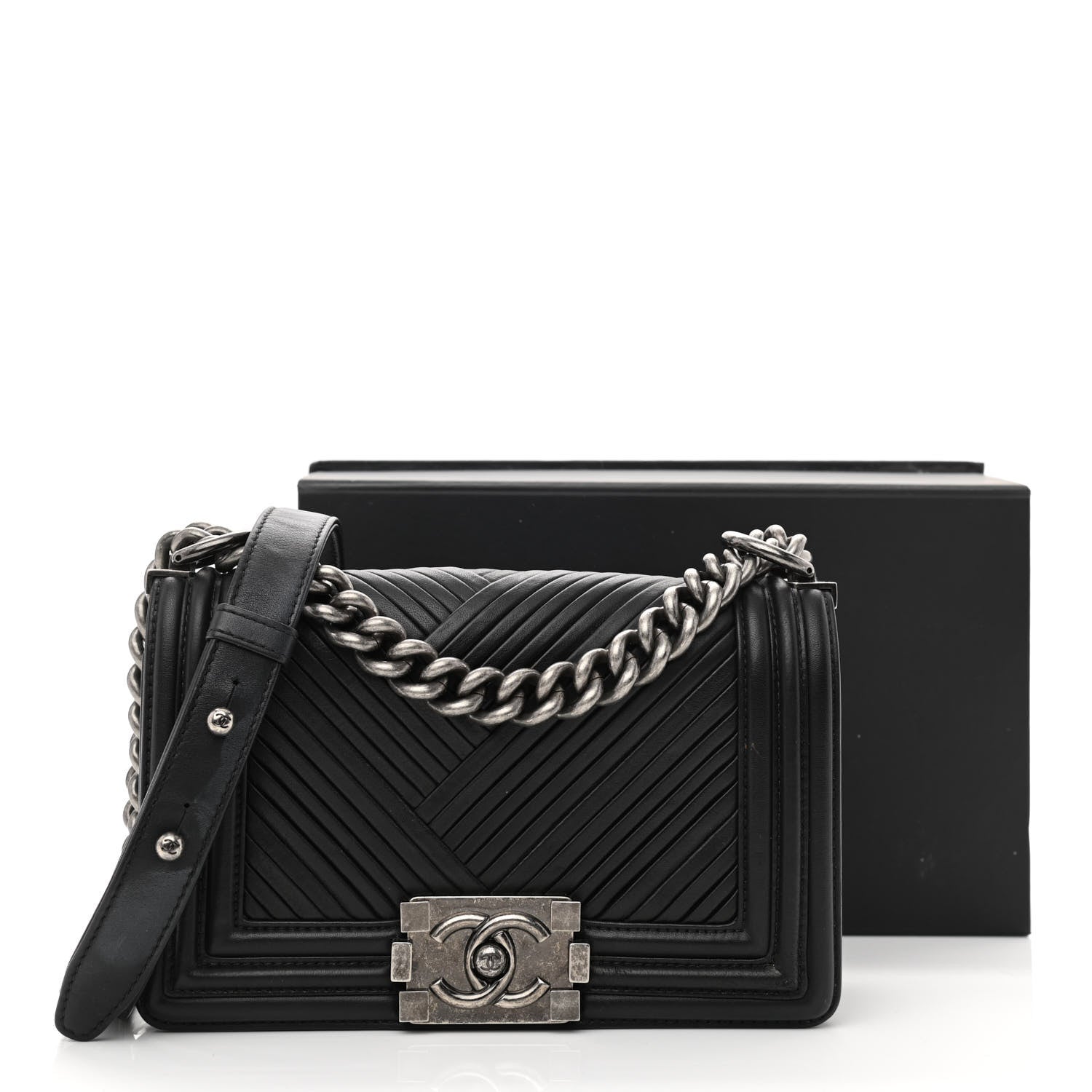 Chanel Lambskin Pleated Small Boy Flap Black 14 of 14