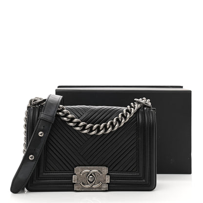 Chanel Lambskin Pleated Small Boy Flap Black 14 of 14