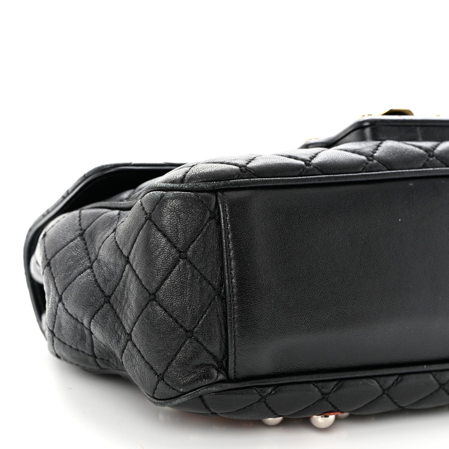 Dolce & Gabbana Lambskin Watersnake Embellished Lucia Shoulder Bag Black 8 of 11