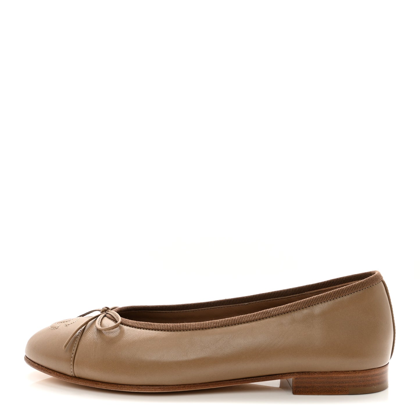 Lambskin Cap Toe CC Ballerina Flats 36.5 Beige