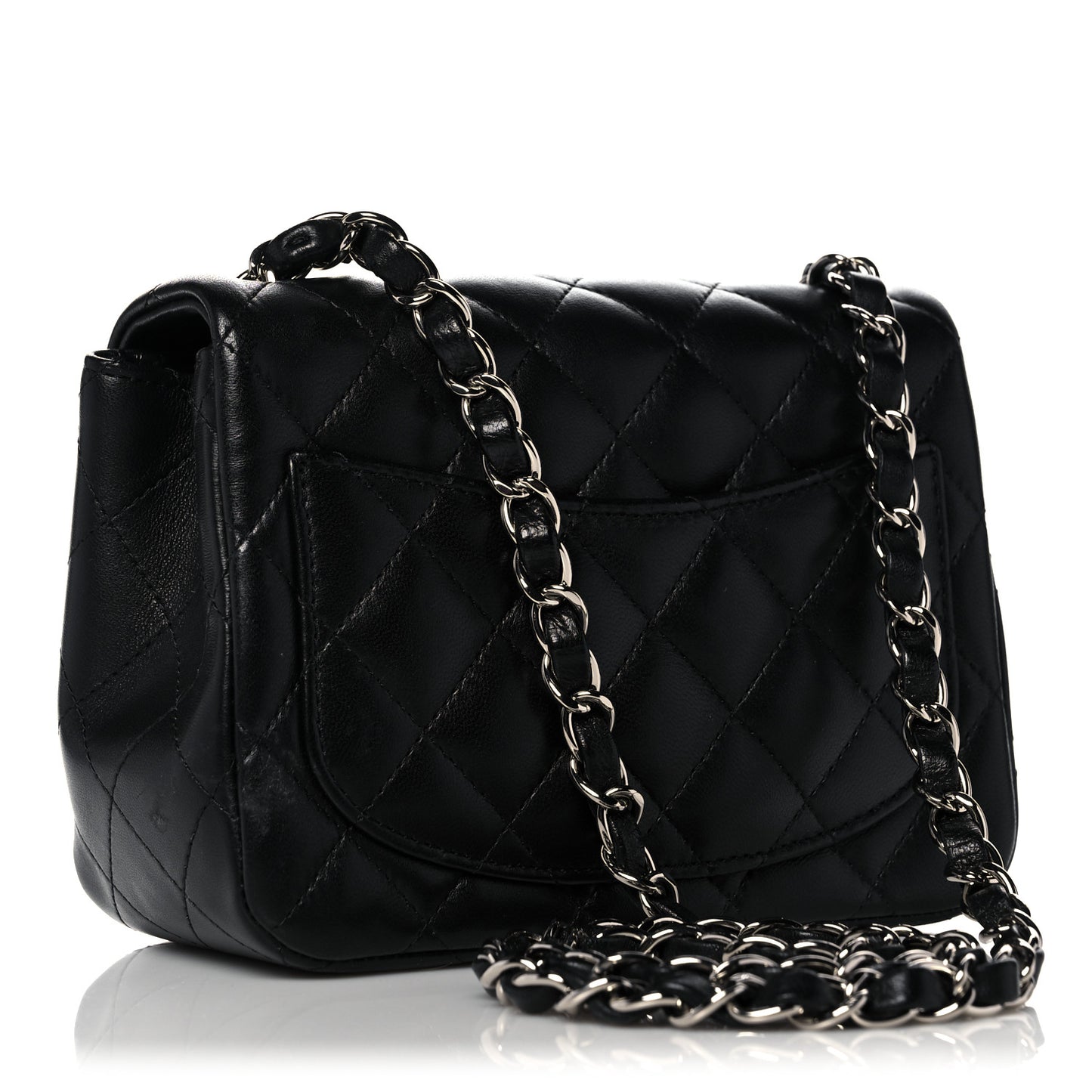 Lambskin Quilted Mini Square Flap Black