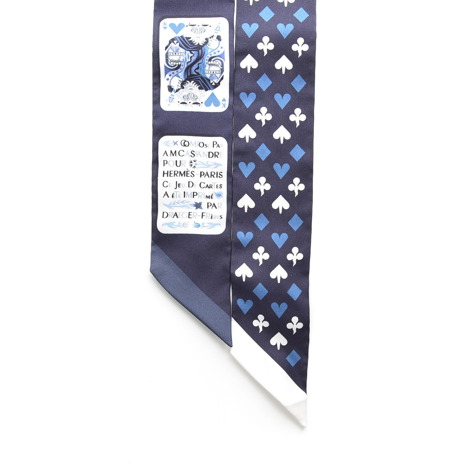 Hermes Silk Jeu de Cartes Twilly Marine Petrole White 5 of 6