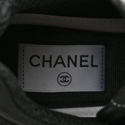 Chanel Calfskin Mesh Lycra Suede Womens Logo Sneakers 37.5 Black 6 of 8