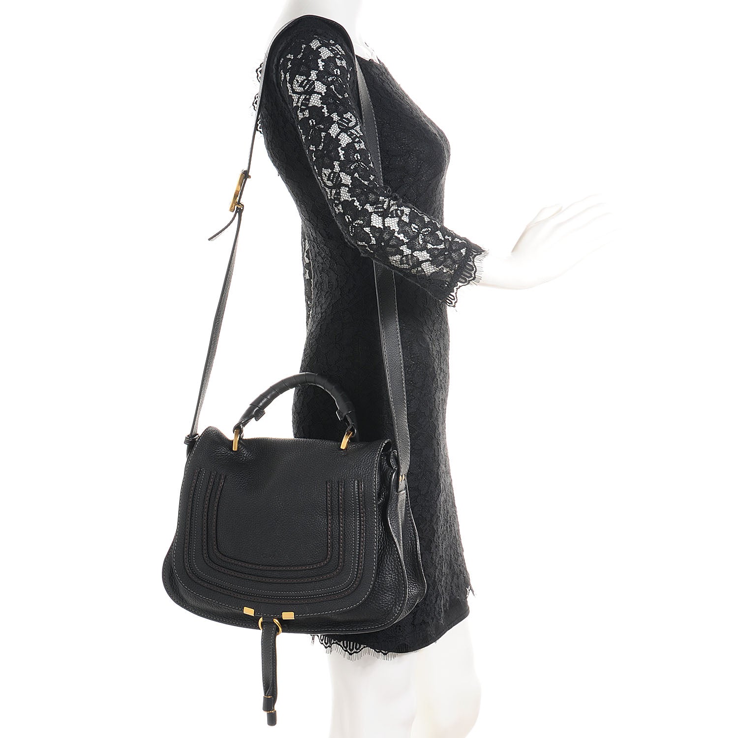 Chloe Calfskin Medium Marcie Top Handle Bag Black 2 of 10