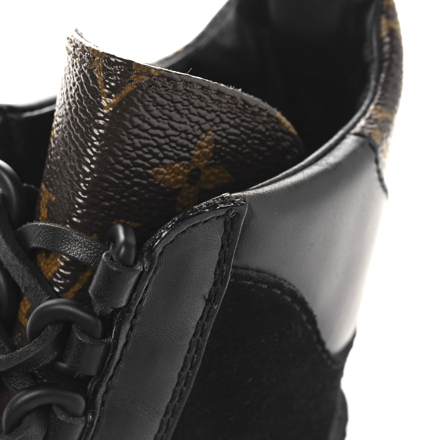 Suede Calfskin Monogram Laureate Platform Desert Boots 37 Black