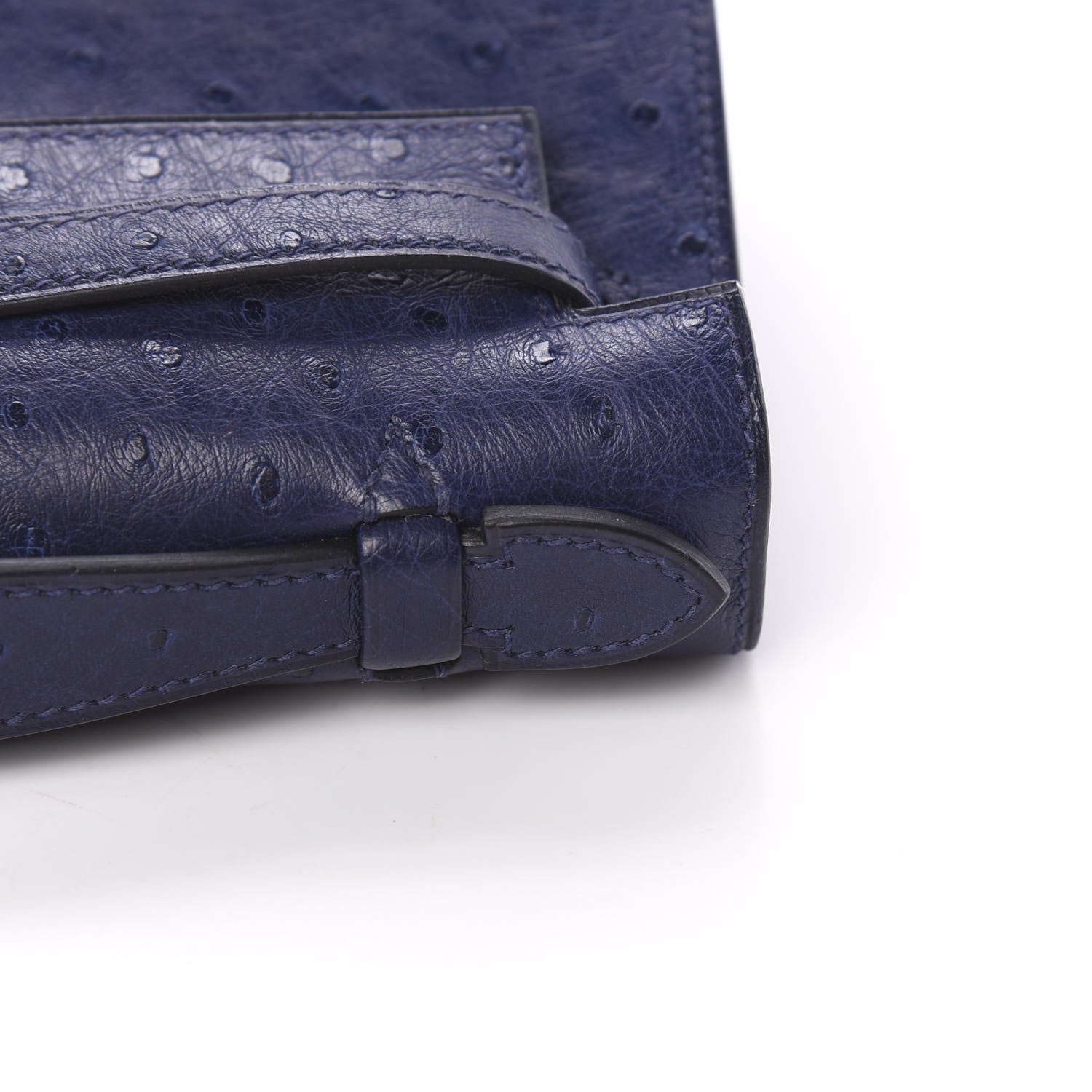 Hermes Ostrich Kelly Pochette Clutch Bleu Iris 13 of 30