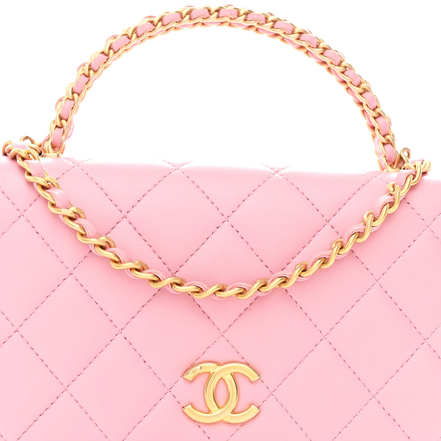 Lambskin Quilted Pick Me Up Wallet On Chain WOC Light Pink