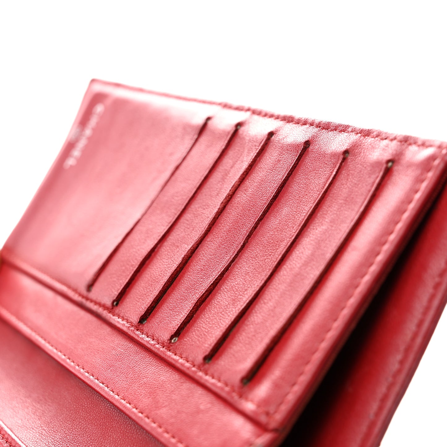 Lambskin Quilted Large Flap Wallet Red