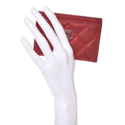 Chanel Iridescent Calfskin Quilted Card Holder Red 2 of 14