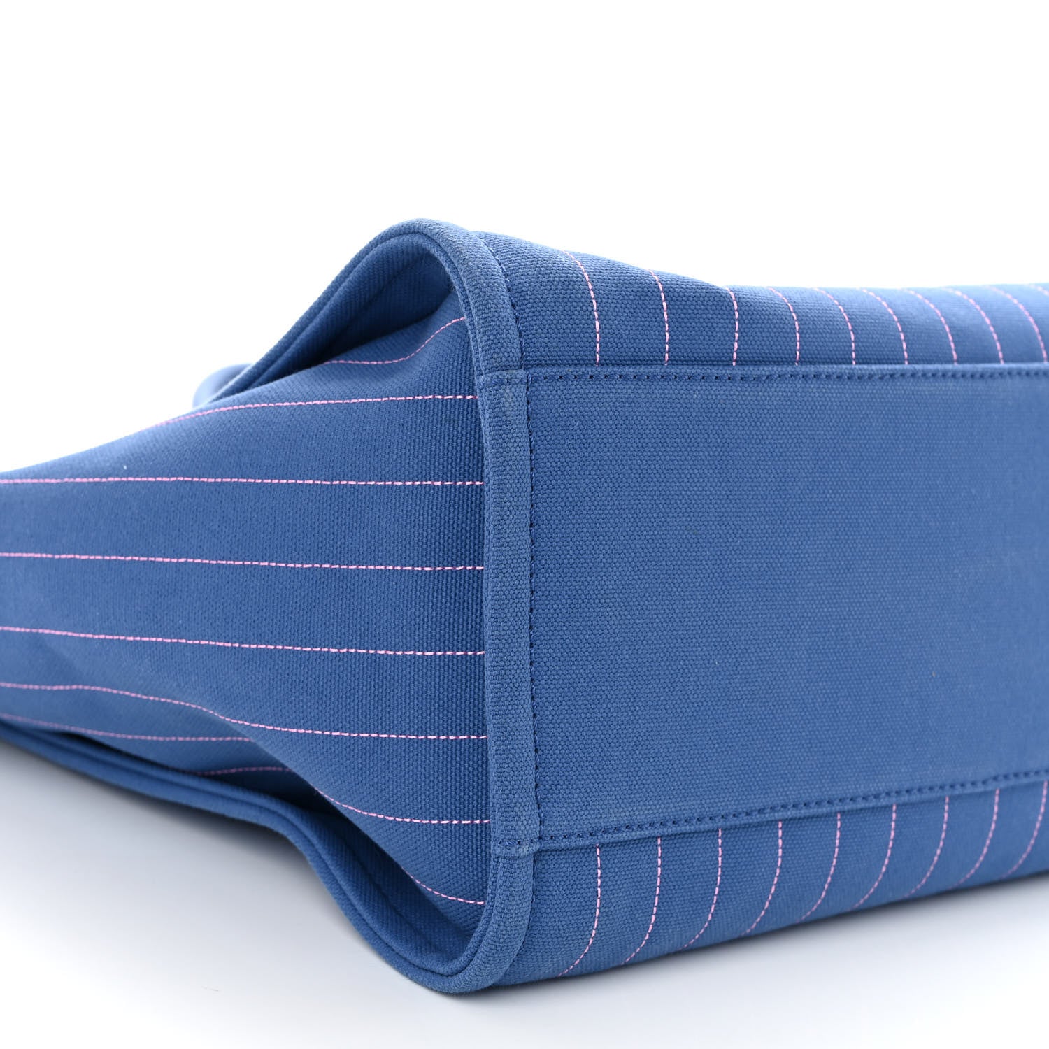 Chanel Canvas Calfskin Striped Large Deauville Tote Blue 10 of 11