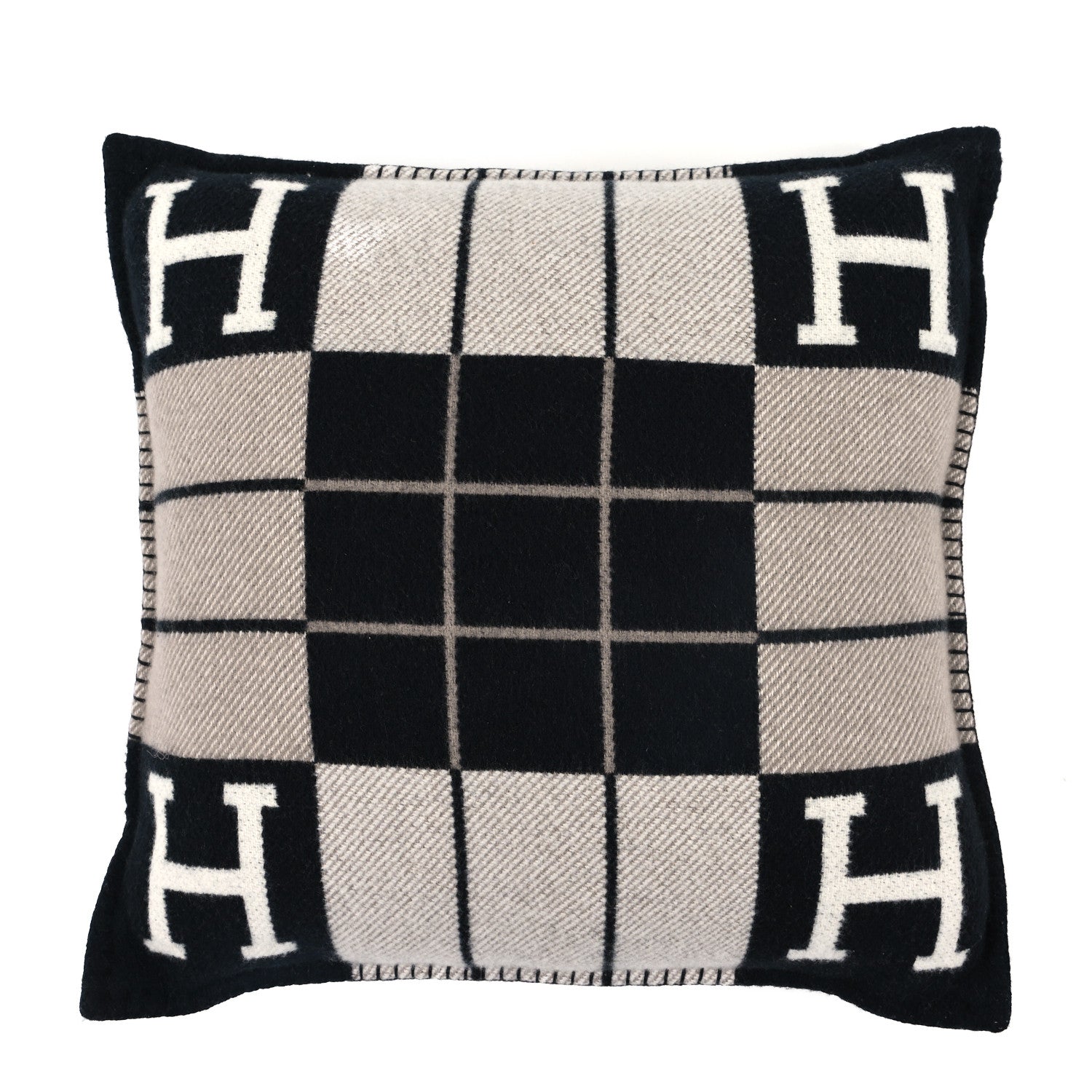 Hermes Wool Cashmere Avalon III Pillow PM Ecru Black 1 of 3