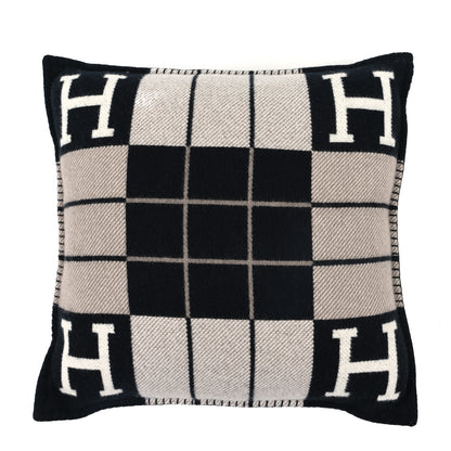 Hermes Wool Cashmere Avalon III Pillow PM Ecru Black 1 of 3