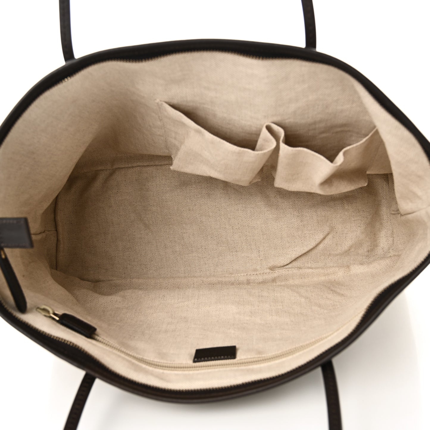 GG Supreme Monogram Medium Zippered Tote Dark Brown