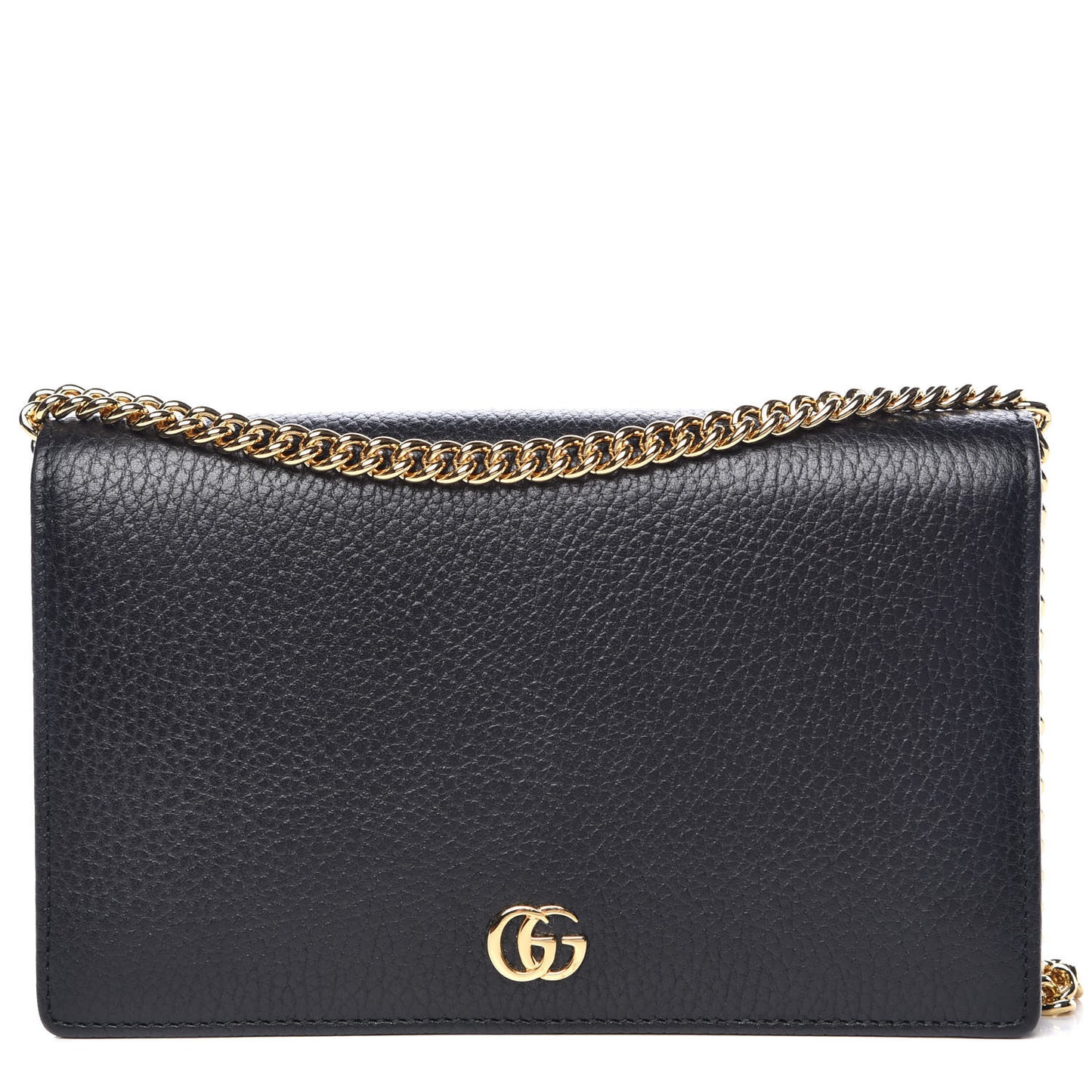 Calfskin Mini GG Marmont Chain Wallet Black