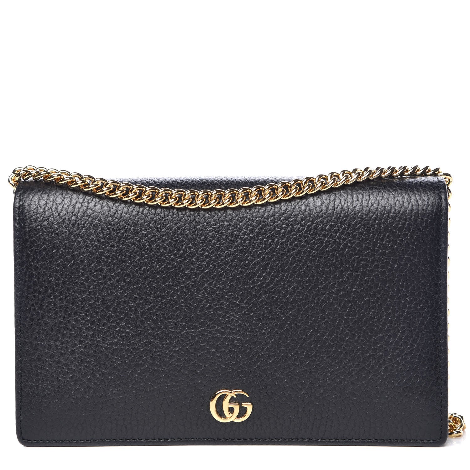 Gucci Calfskin Mini GG Marmont Chain Wallet Black 1 of 8