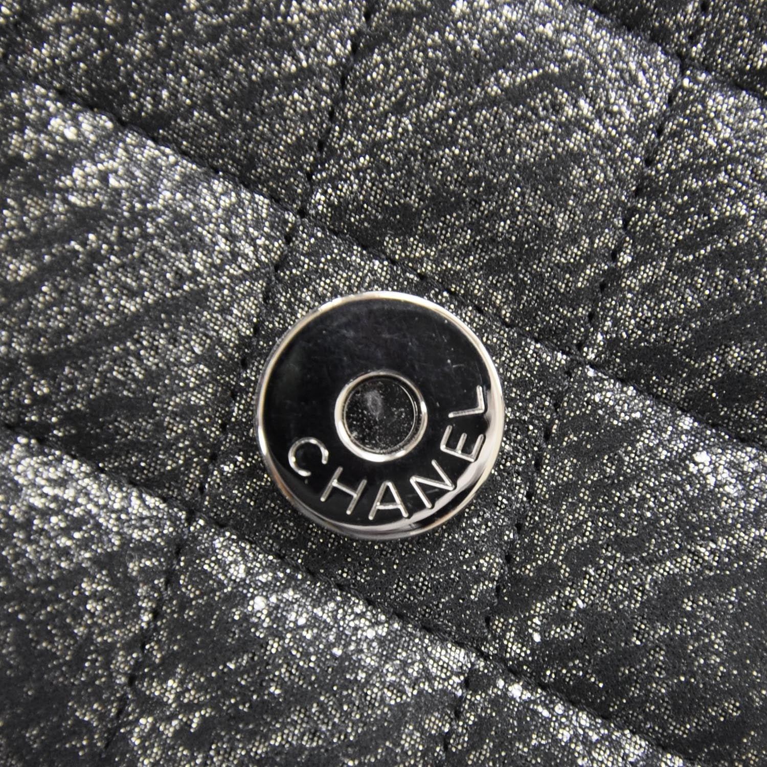 Chanel Glitter Fabric Quilted Clutch w Butterfly Chain 9 of 10