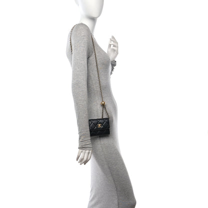 Chanel Lambskin Quilted Pearl Crush Clutch With Chain Black 2 of 9