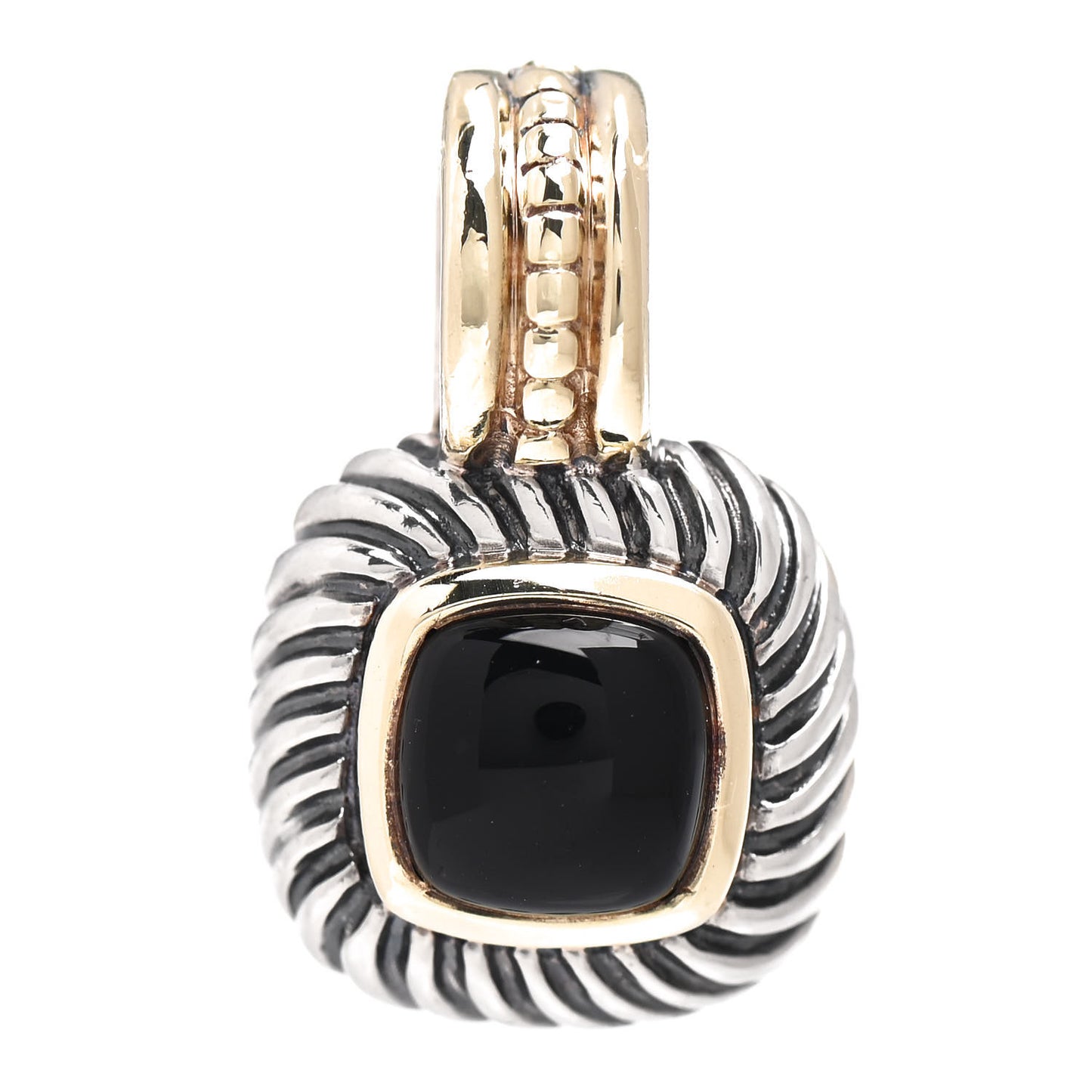 Sterling Silver 14K Yellow Gold Black Onyx 7mm Albion Pendant