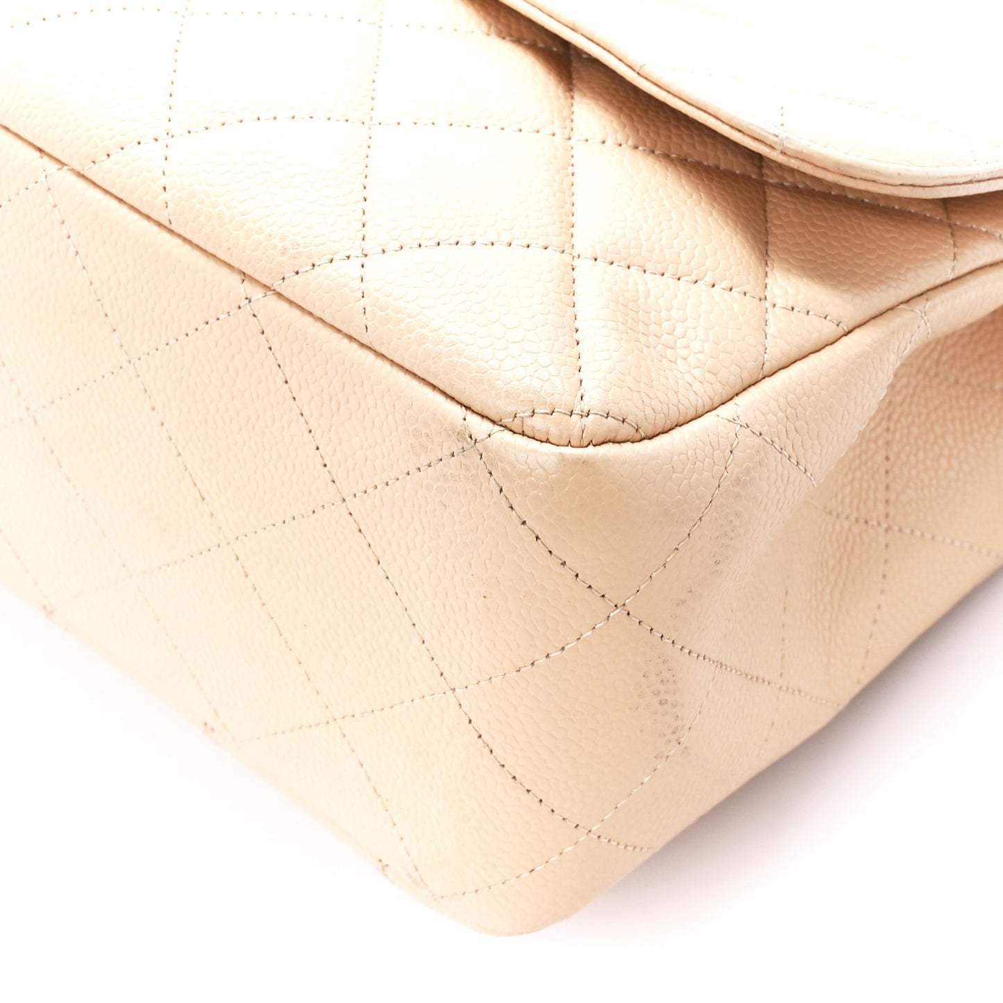 Caviar Quilted Jumbo Single Flap Beige