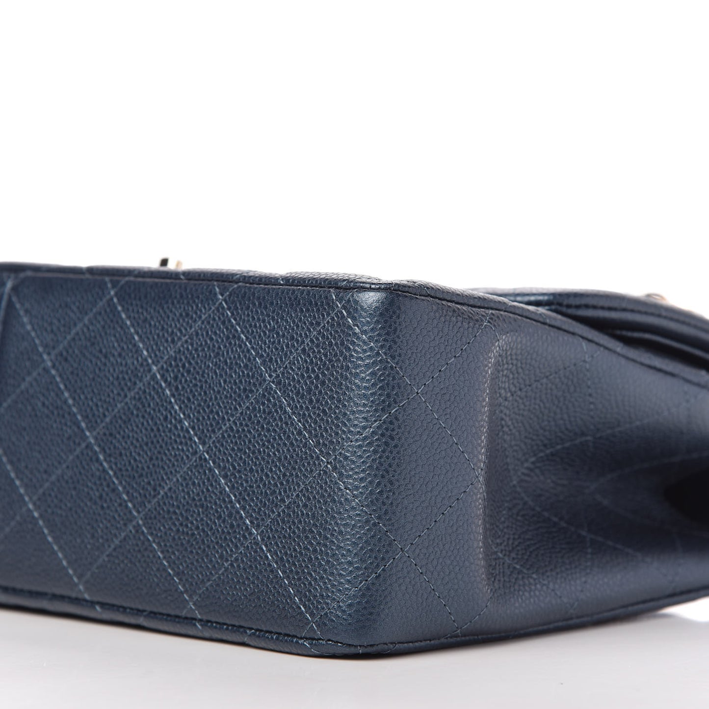 Iridescent Caviar Quilted Jumbo Double Flap Dark Blue