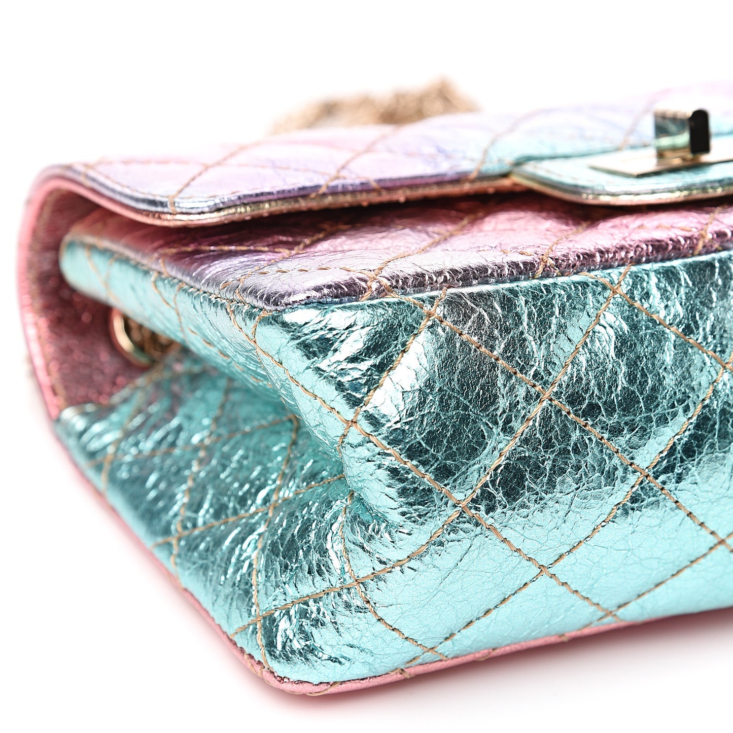 Metallic Goatskin Quilted Mini 2.55 Reissue Flap Multicolor