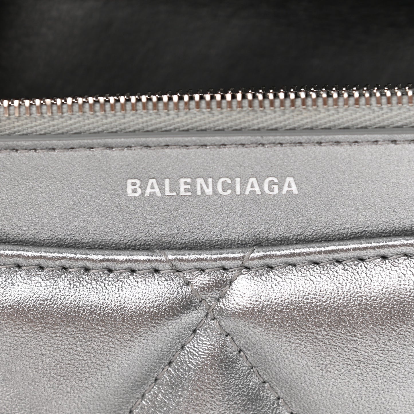 Metallic Calfskin Quilted Touch B Wallet On Chain Silver