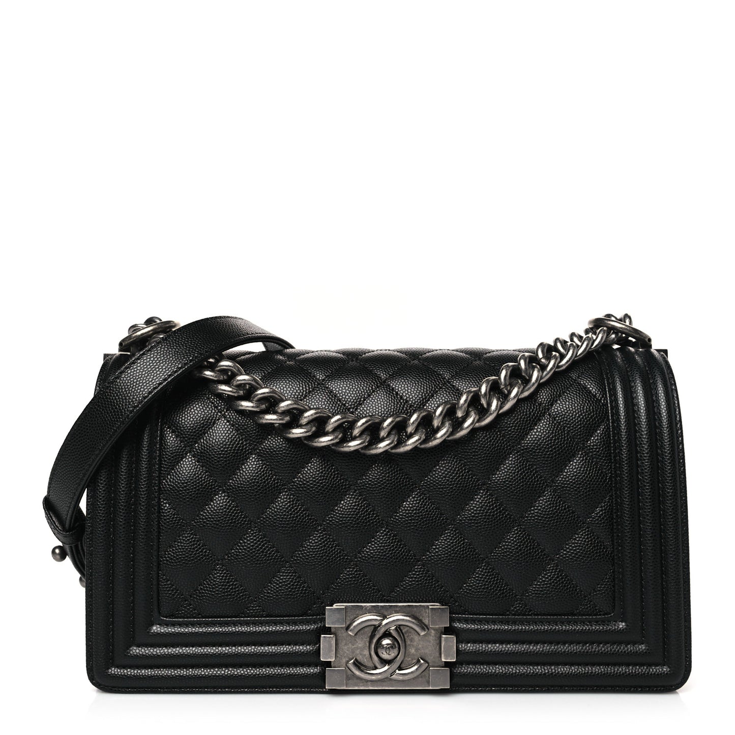 Caviar Quilted Medium Boy Flap Black