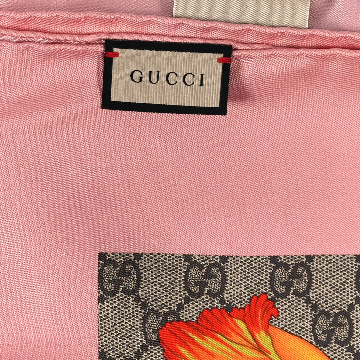 Gucci Silk Twill GG Monogram Special Florio Square Scarf Beige Pink 2 of 3