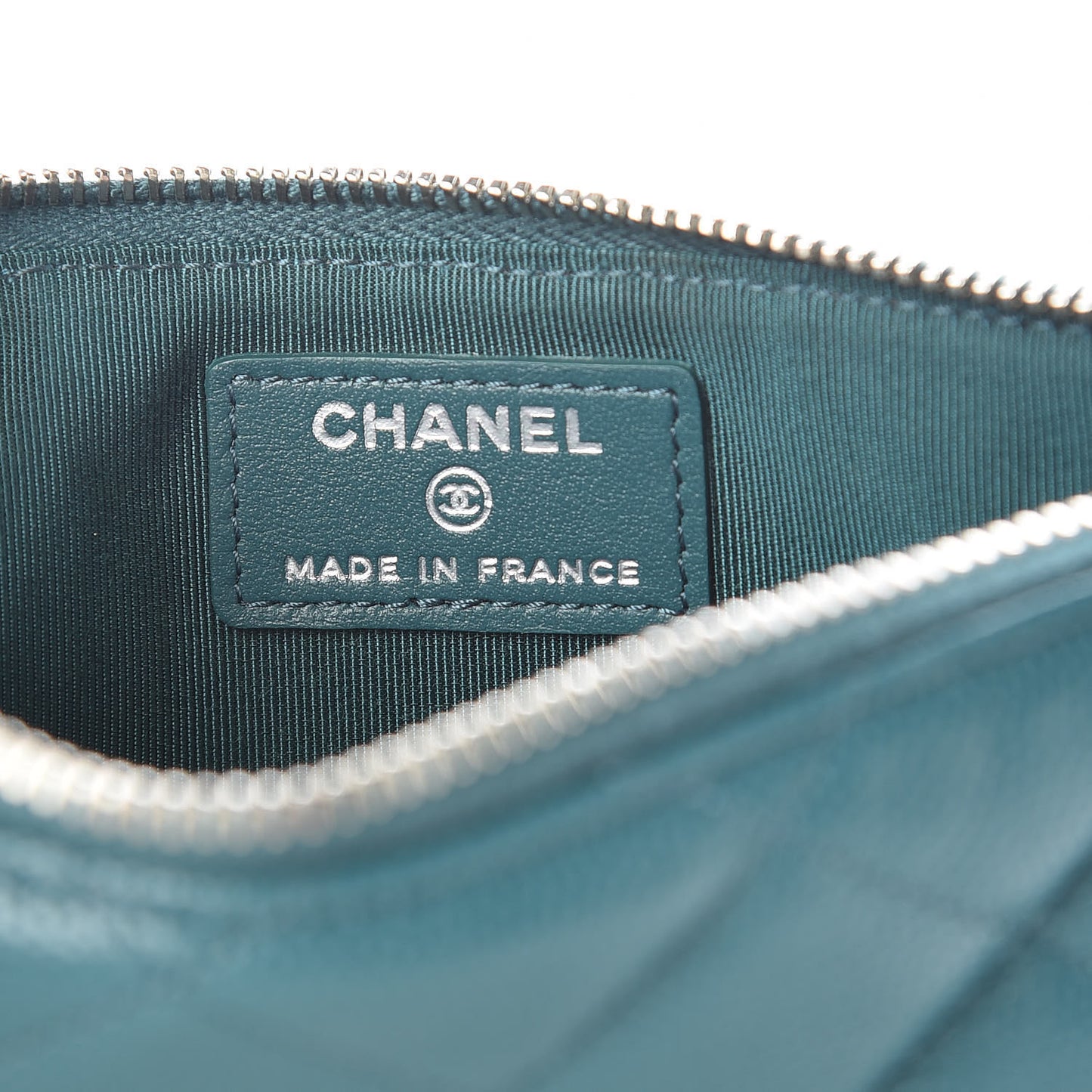 Caviar Quilted Classic Flat Wallet Pouch Dark Turquoise
