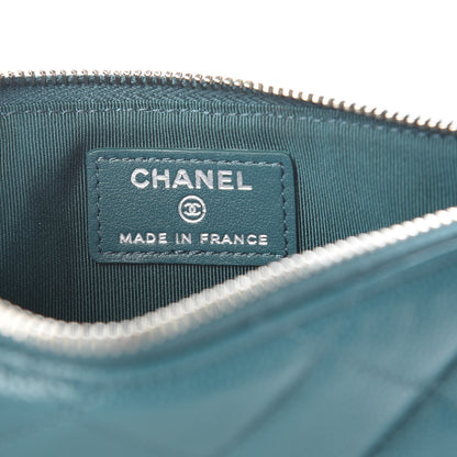 Chanel Caviar Quilted Classic Flat Wallet Pouch Dark Turquoise 6 of 7