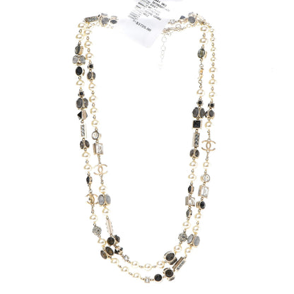 Chanel Pearl Gripoix Baguette Crystal CC Long Strand Necklace Gold 2 of 6