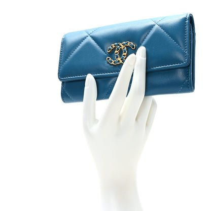 Chanel Lambskin Quilted Chanel 19 Flap Wallet Blue 2 of 8