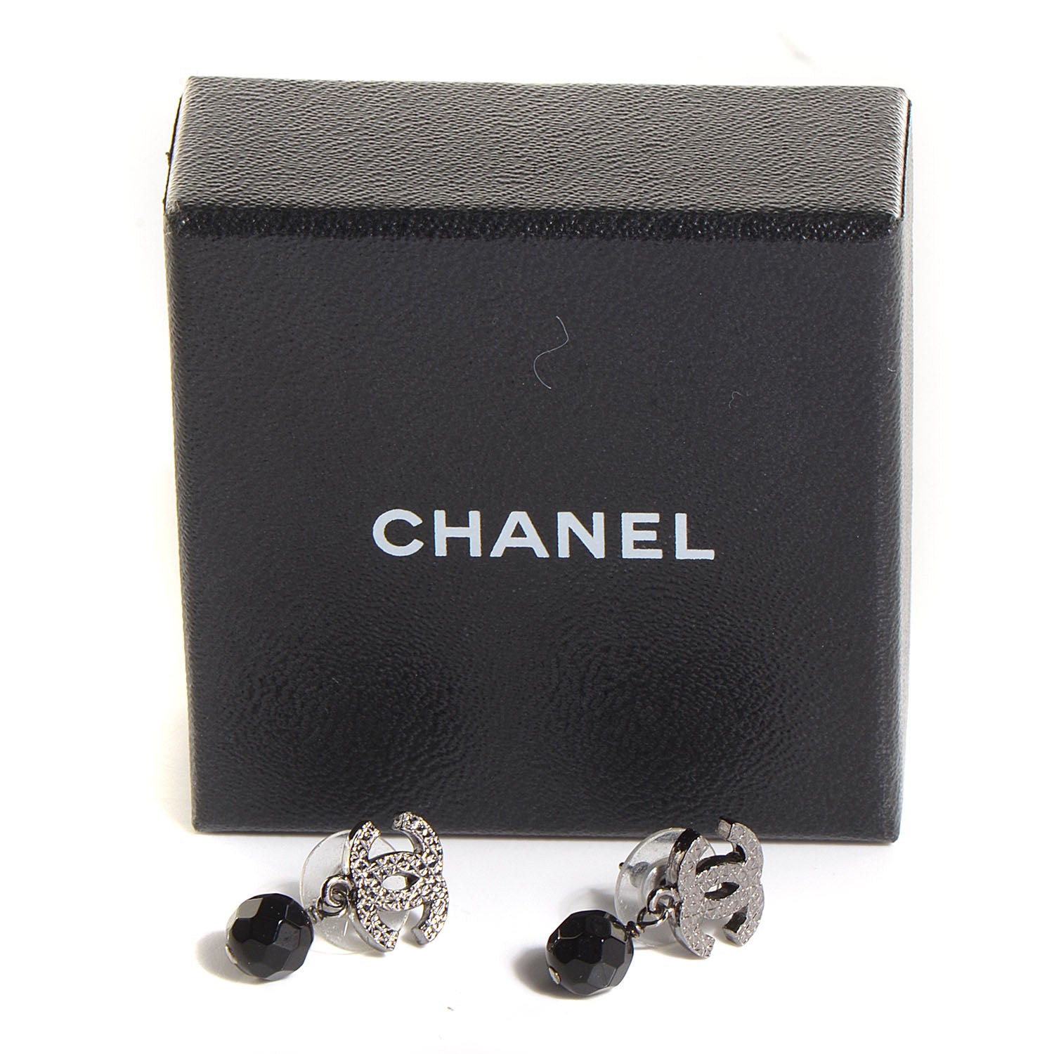 Chanel CC Bead Drop Earrings Black 5 of 5