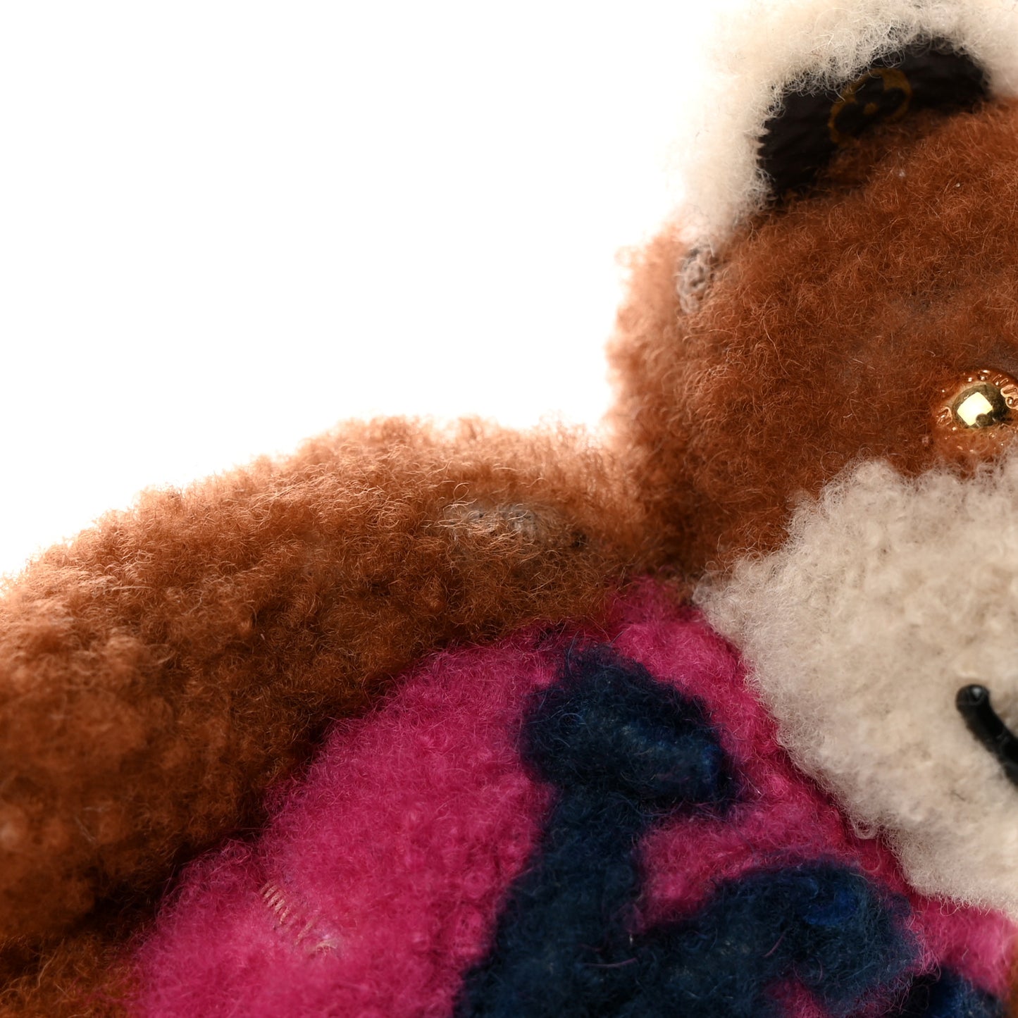 Shearling LV Teddy Bear Bag Charm Key Holder Black Pink