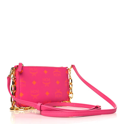 MCM Calfskin Color Splash Mini Pouch on Chain Pink 3 of 8