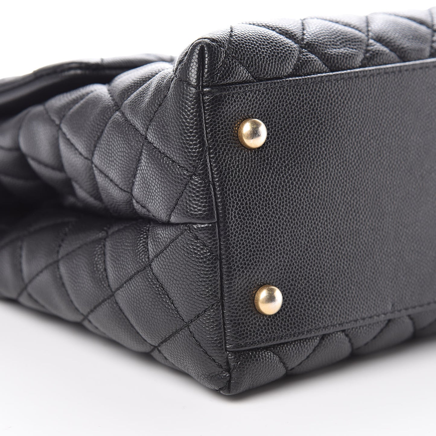Caviar Lizard Quilted Medium Coco Handle Flap Black