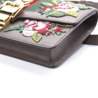 Gucci Calfskin Embroidered Sylvie Belt Bag Brown 8 of 9
