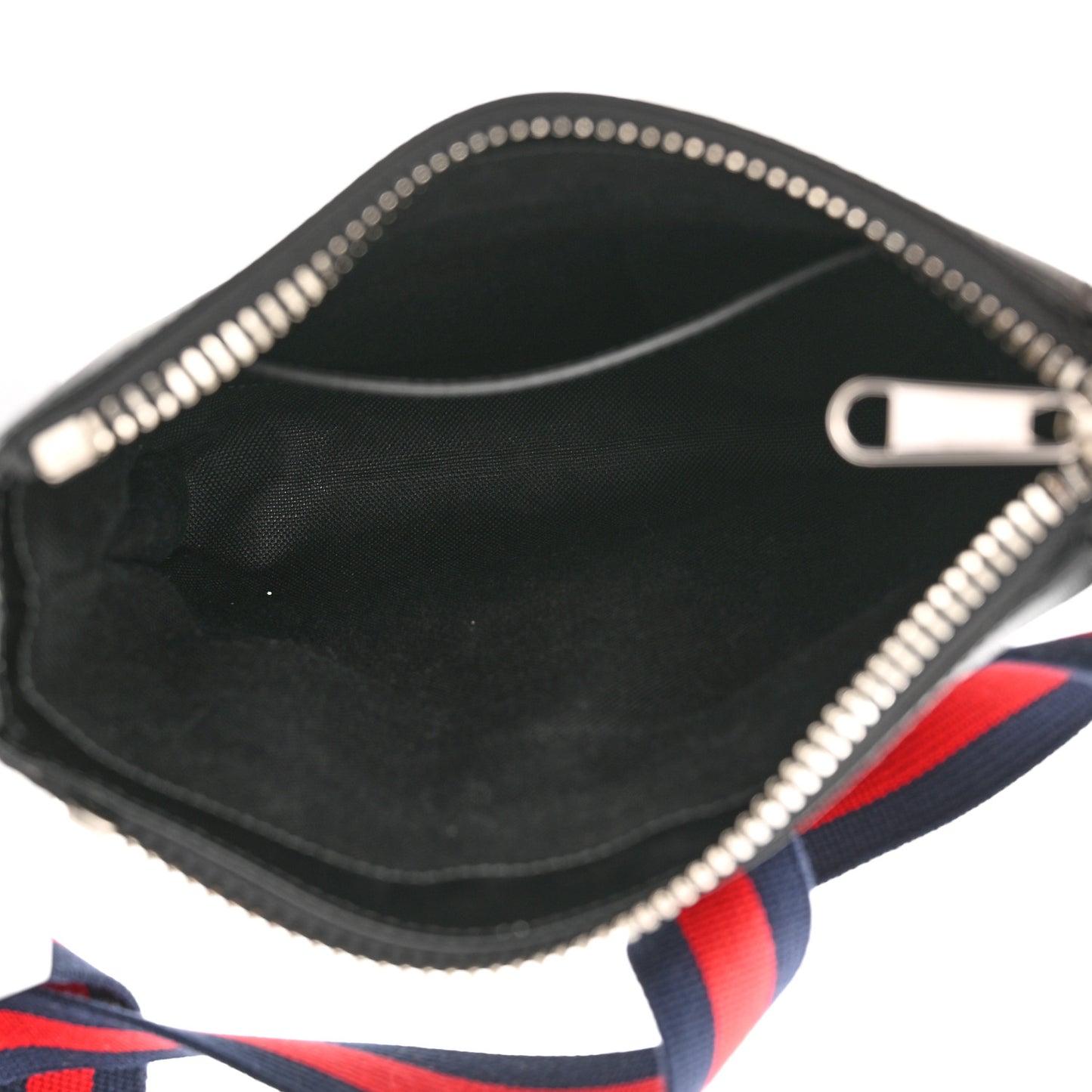 GG Supreme Monogram Web Small Flat Messenger Bag Black Grey