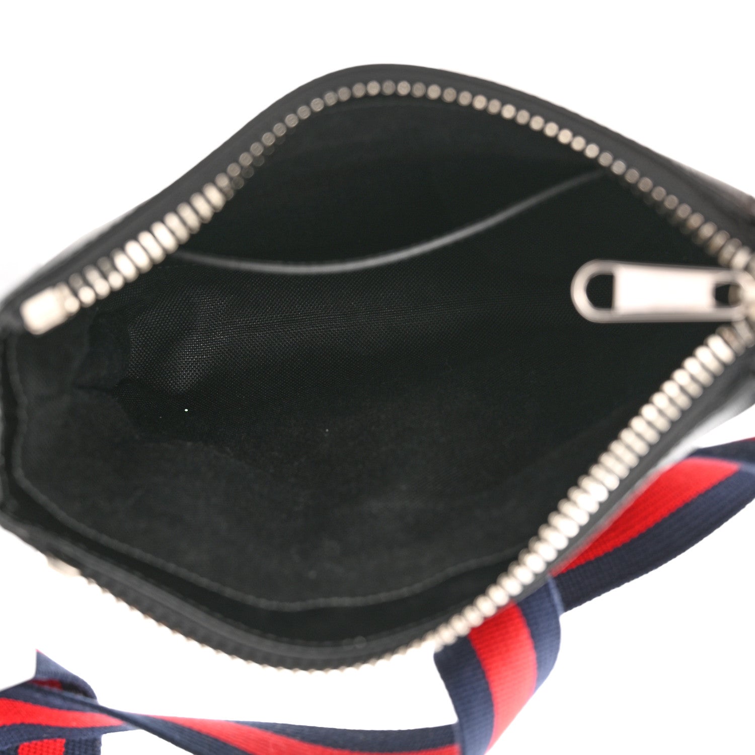 Gucci GG Supreme Monogram Web Small Flat Messenger Bag Black Grey 5 of 9
