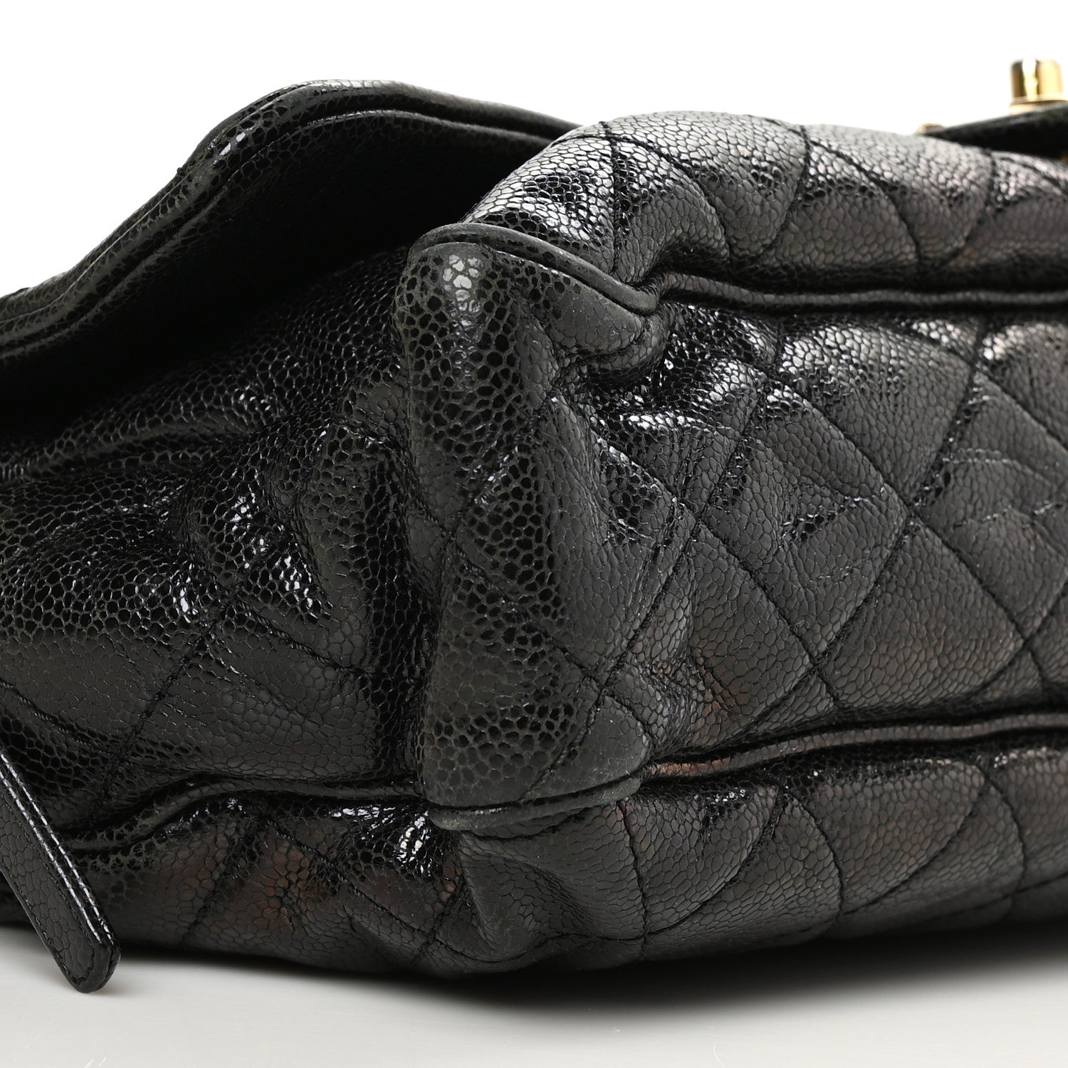 Chanel Crumpled Grained Calfskin Quilted Large Shiva Flap Black 10 of 11