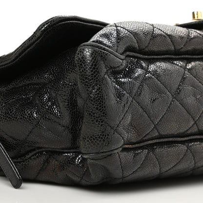 Chanel Crumpled Grained Calfskin Quilted Large Shiva Flap Black 10 of 11