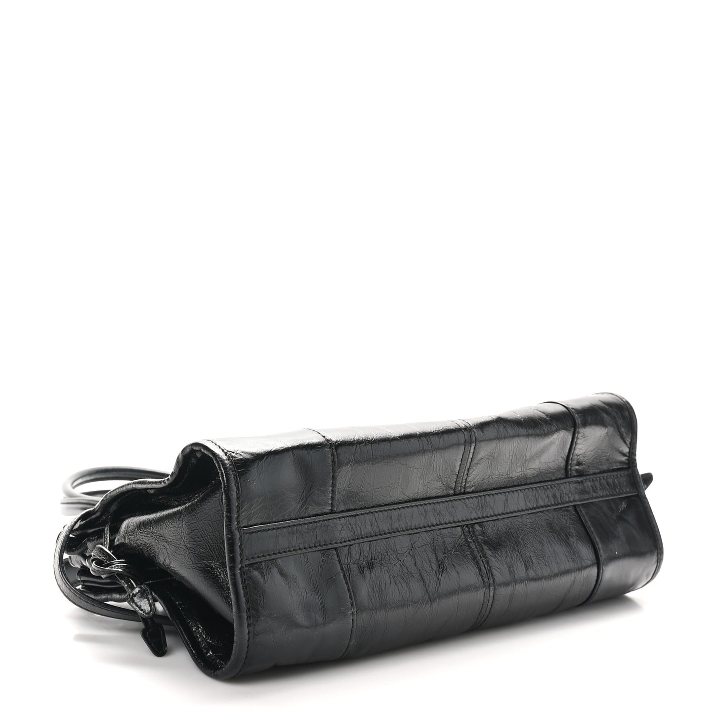 Glossy Calfskin Triangle Medium Bonnie Shoulder Bag Black