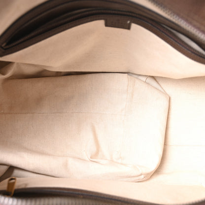 Gucci GG Supreme Monogram Textured Dollar Calfskin Web Large Savoy Bowling Bag Beige Ebony New Acero 4 of 9