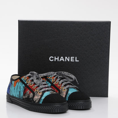 Chanel Tweed Low Top Sneakers 39 Multicolor Black 9 of 9