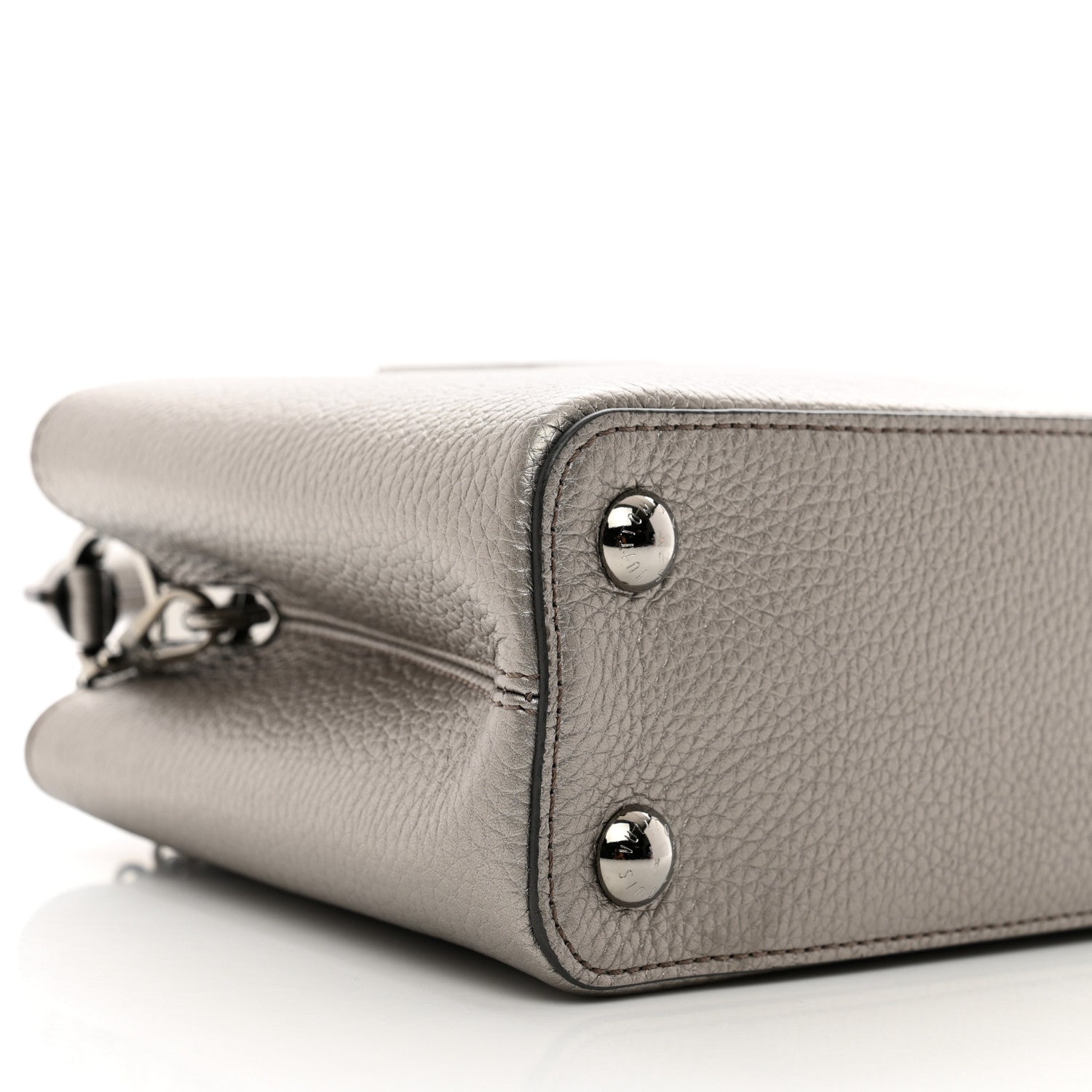 Louis Vuitton Metallic Calfskin Capucines BB Etain 8 of 9
