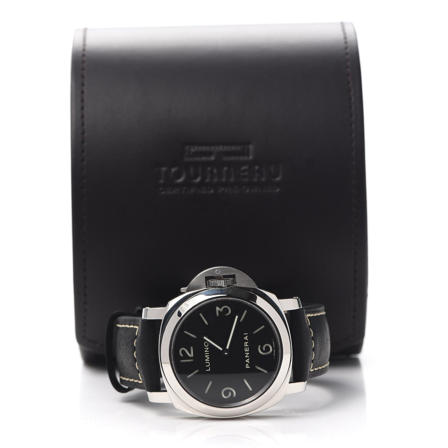 Stainless Steel Calfskin 44mm Luminor Base Manual Winding Watch Black PAM00112