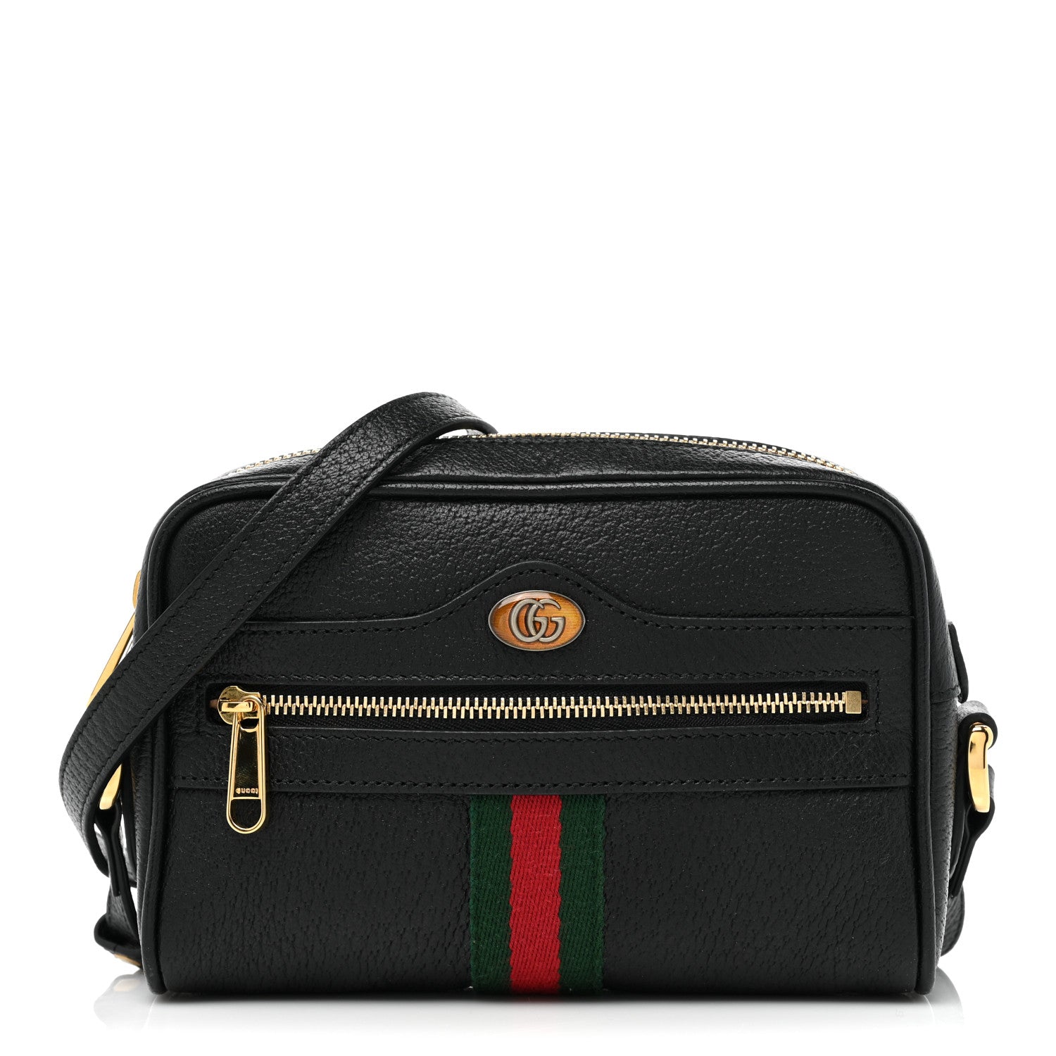 Gucci Calfskin Web Mini Ophidia Shoulder Bag Black 1 of 10
