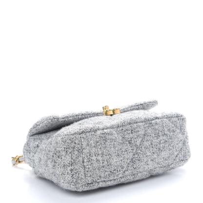 Chanel Tweed Quilted Medium Chanel 19 Flap Grey Ecru 4 of 9